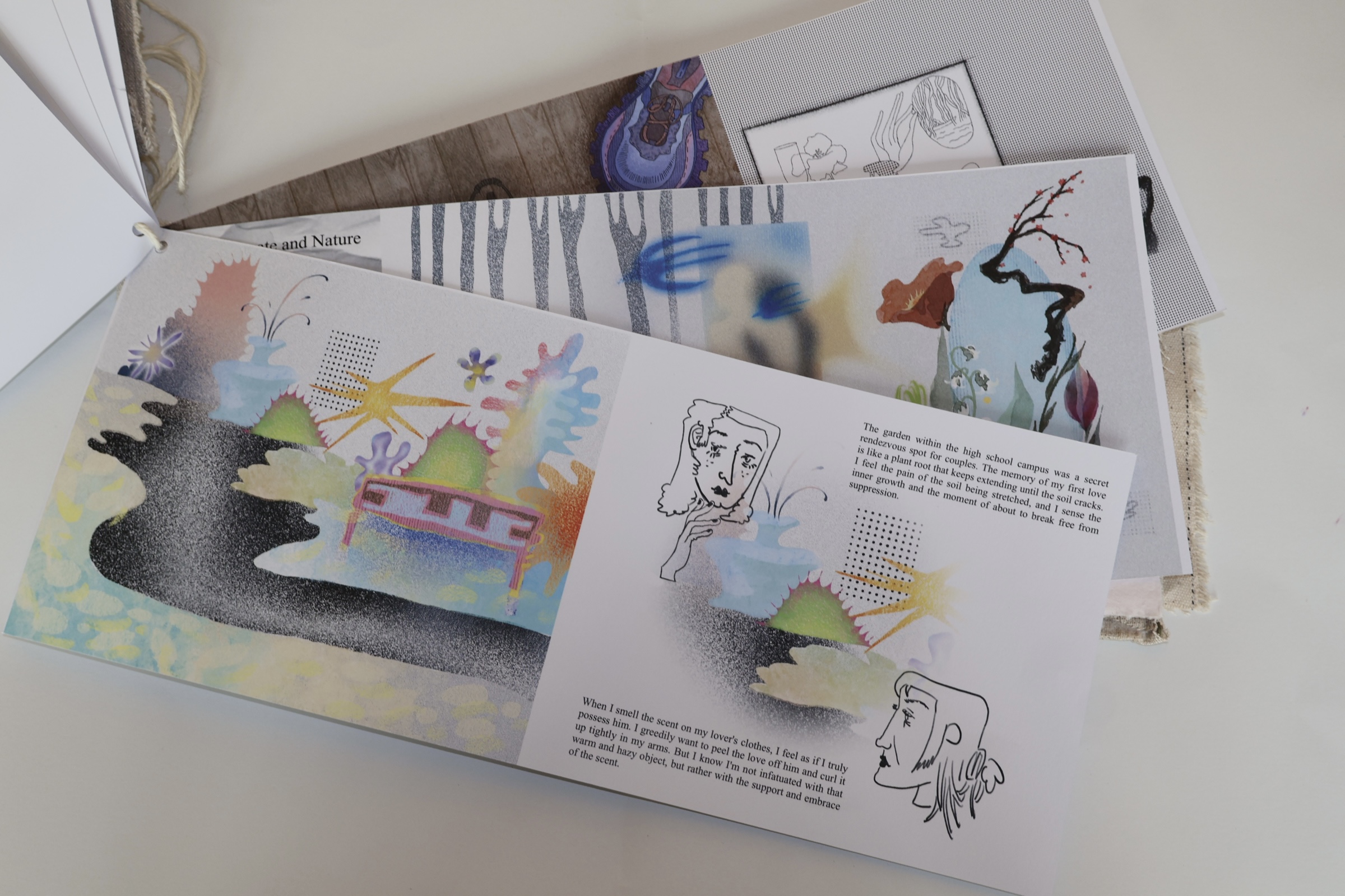 collection of double page illustrated story book spreads